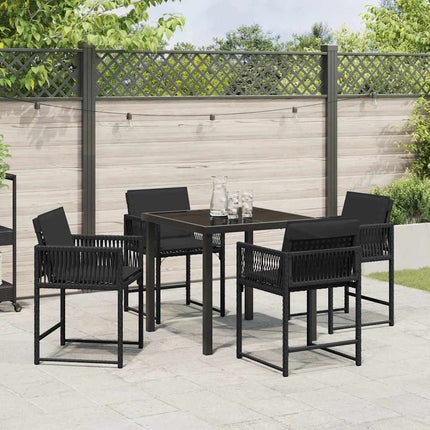 Trädgårdsmöbelset 5 pcs Svart konstrotting
