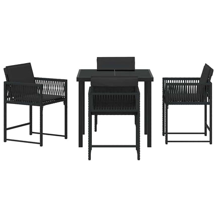Trädgårdsmöbelset 5 pcs Svart konstrotting