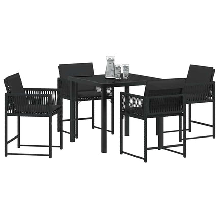 Trädgårdsmöbelset 5 pcs Svart konstrotting