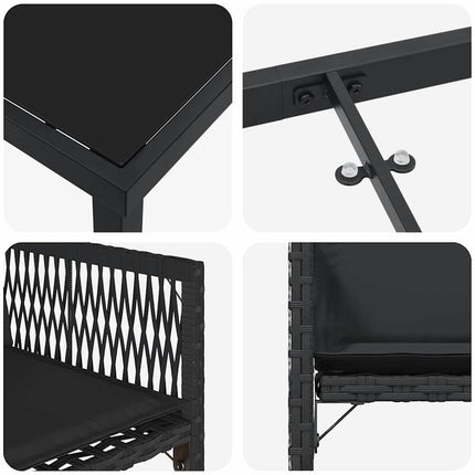 Trädgårdsmöbelset 5 pcs Svart konstrotting