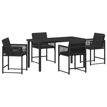 Trädgårdsmöbelset 5 pcs Svart konstrotting