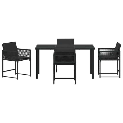 Trädgårdsmöbelset 5 pcs Svart konstrotting