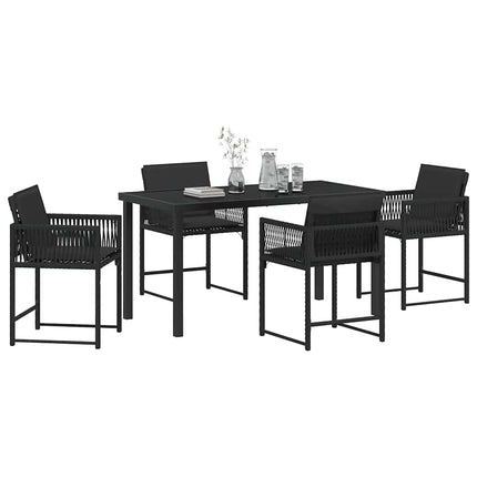 Trädgårdsmöbelset 5 pcs Svart konstrotting