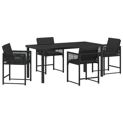 Trädgårdsmöbelset 5 pcs Svart konstrotting