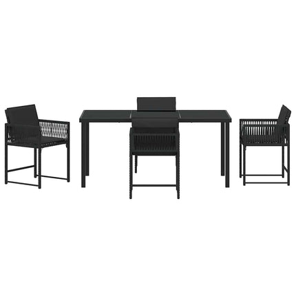 Trädgårdsmöbelset 5 pcs Svart konstrotting