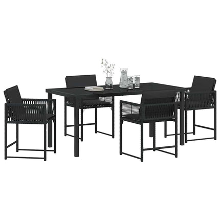 Trädgårdsmöbelset 5 pcs Svart konstrotting