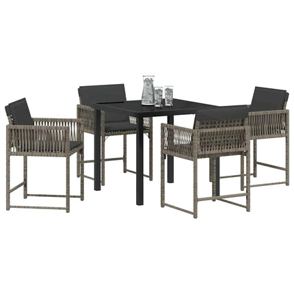 Trädgårdsmöbelset 5 pcs Grå konstrotting