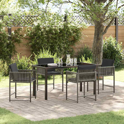 Trädgårdsmöbelset 5 pcs Grå konstrotting