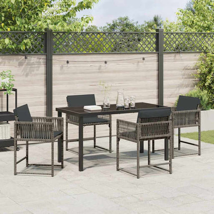Trädgårdsmöbelset 5 pcs Grå konstrotting
