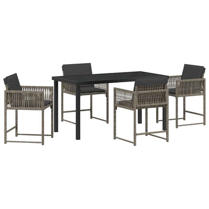 Trädgårdsmöbelset 5 pcs Grå konstrotting