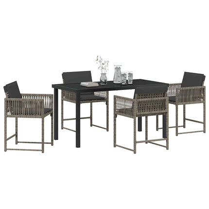 Trädgårdsmöbelset 5 pcs Grå konstrotting