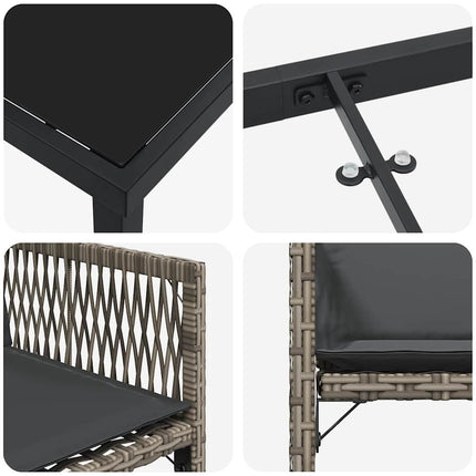 Trädgårdsmöbelset 5 pcs Grå konstrotting