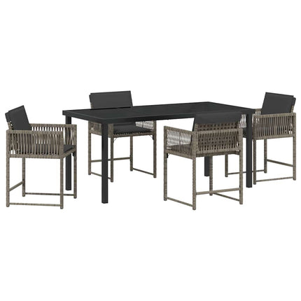 Trädgårdsmöbelset 5 pcs Grå konstrotting