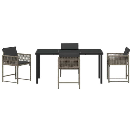 Trädgårdsmöbelset 5 pcs Grå konstrotting
