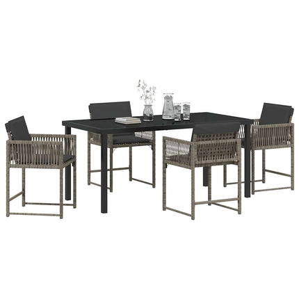 Trädgårdsmöbelset 5 pcs Grå konstrotting