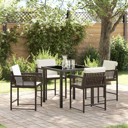 Trädgårdsmöbelset 5 pcs Brun konstrotting