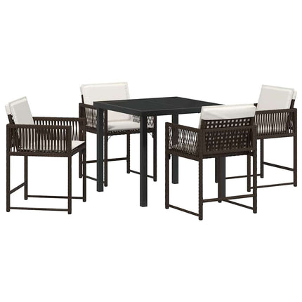 Trädgårdsmöbelset 5 pcs Brun konstrotting