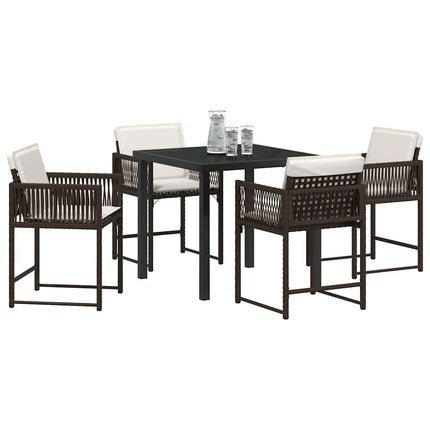 Trädgårdsmöbelset 5 pcs Brun konstrotting