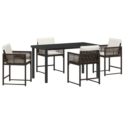 Trädgårdsmöbelset 5 pcs Brun konstrotting