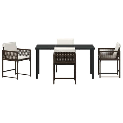 Trädgårdsmöbelset 5 pcs Brun konstrotting