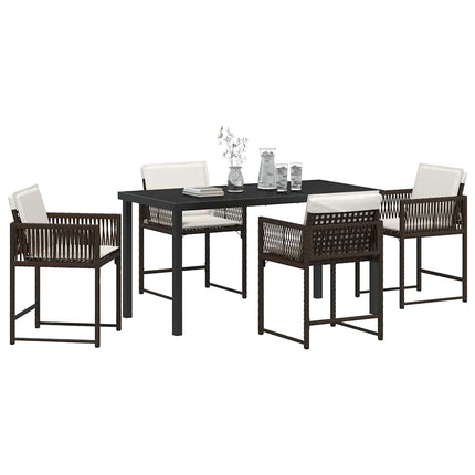 Trädgårdsmöbelset 5 pcs Brun konstrotting