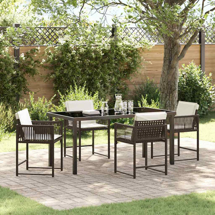 Trädgårdsmöbelset 5 pcs Brun konstrotting