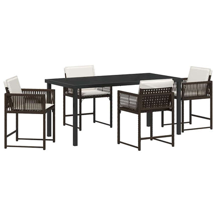 Trädgårdsmöbelset 5 pcs Brun konstrotting