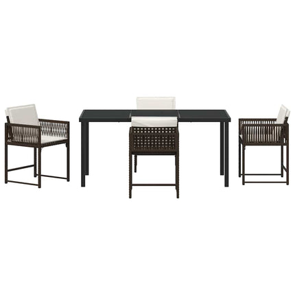 Trädgårdsmöbelset 5 pcs Brun konstrotting