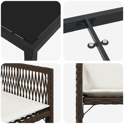 Trädgårdsmöbelset 9 pcs Brun konstrotting