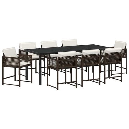 Trädgårdsmöbelset 9 pcs Brun konstrotting