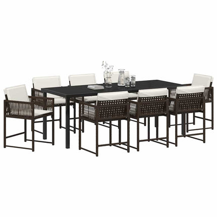 Trädgårdsmöbelset 9 pcs Brun konstrotting