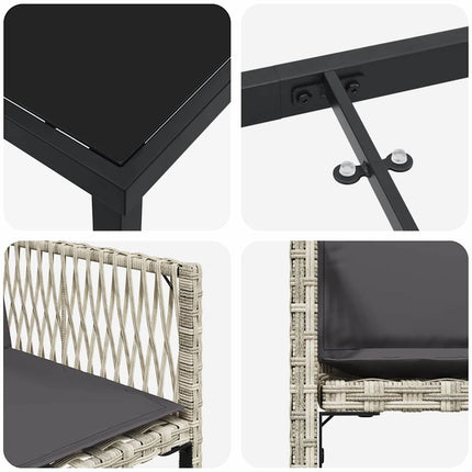 Trädgårdsmöbelset 5 pcs Ljusgrå konstrotting