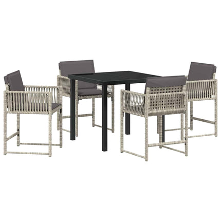 Trädgårdsmöbelset 5 pcs Ljusgrå konstrotting
