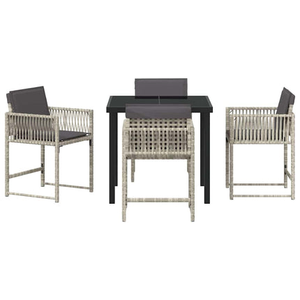 Trädgårdsmöbelset 5 pcs Ljusgrå konstrotting