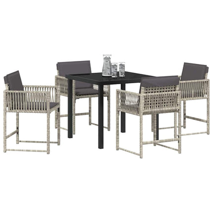 Trädgårdsmöbelset 5 pcs Ljusgrå konstrotting