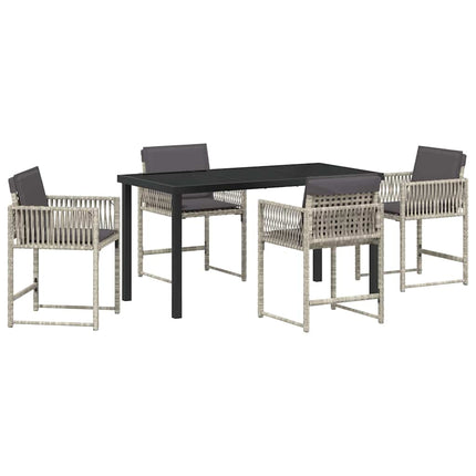 Trädgårdsmöbelset 5 pcs Ljusgrå konstrotting