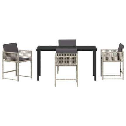 Trädgårdsmöbelset 5 pcs Ljusgrå konstrotting