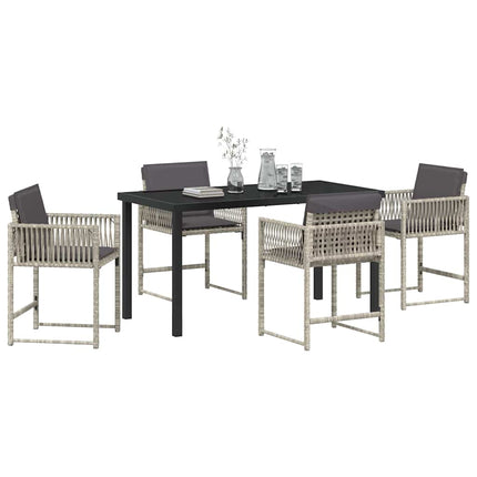 Trädgårdsmöbelset 5 pcs Ljusgrå konstrotting