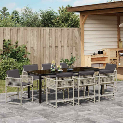 Trädgårdsmöbelset 9 pcs Ljusgrå konstrotting