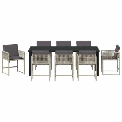 Trädgårdsmöbelset 9 pcs Ljusgrå konstrotting