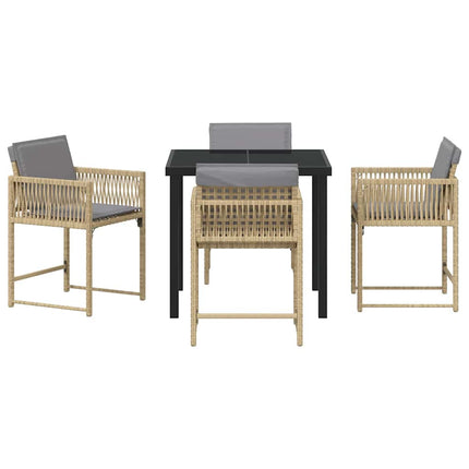 Trädgårdsmöbelset 5 pcs Beige konstrotting