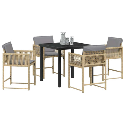 Trädgårdsmöbelset 5 pcs Beige konstrotting