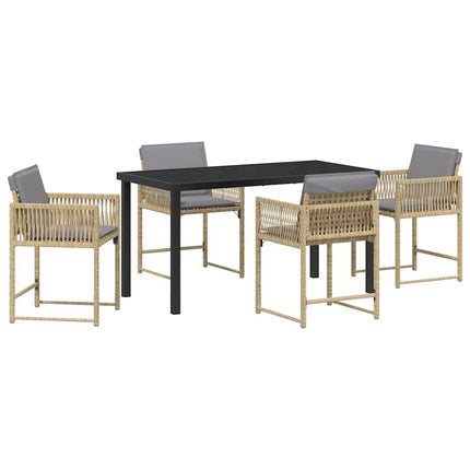 Trädgårdsmöbelset 5 pcs Beige konstrotting
