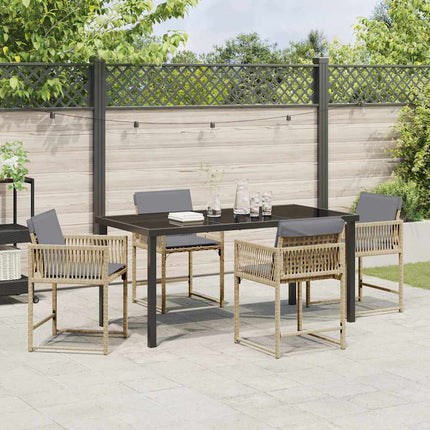 Trädgårdsmöbelset 5 pcs Beige konstrotting