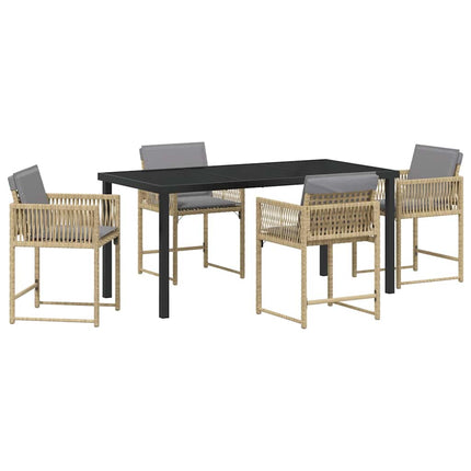 Trädgårdsmöbelset 5 pcs Beige konstrotting