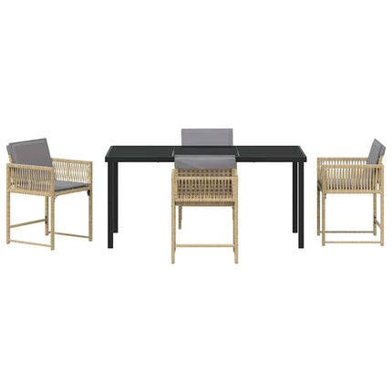 Trädgårdsmöbelset 5 pcs Beige konstrotting