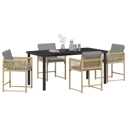 Trädgårdsmöbelset 5 pcs Beige konstrotting