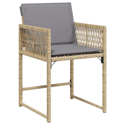 Trädgårdsmöbelset 9 pcs Beige konstrotting