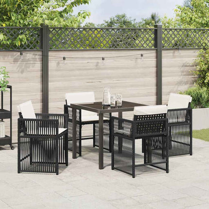 Trädgårdsmöbelset 5 pcs Svart konstrotting