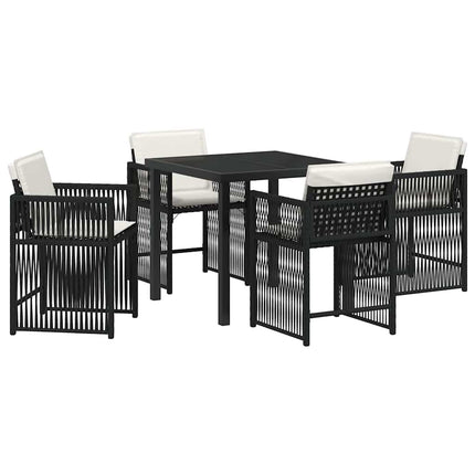 Trädgårdsmöbelset 5 pcs Svart konstrotting
